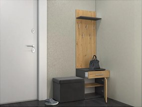 Wieszak Duo | Antracyt/Dąb Artisan| 50x35x180 | Nowoczesny Styl | Wieszak + Półka + Szafka Na Buty