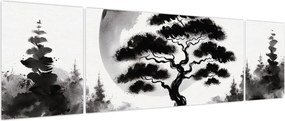 Obraz – Czarno-biały bonsai (170x50 cm)