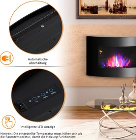 Homcom Kominek Elektryczny Led  900/1800 W Czarny Żwir