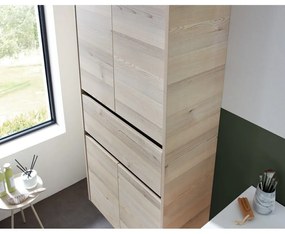 Wysoka/wisząca szafka łazienkowa w dekorze sosny w naturalnym kolorze 146x67 cm Quickset 393 – Pelipal