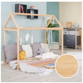 Naturalne łóżko dziecięce w kształcie domku 70x140 cm Montessori – Roba