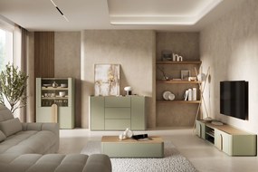 Stolik kawowy Amilio 100 cm z szufladami - eukaliptus / dąb baltic dune