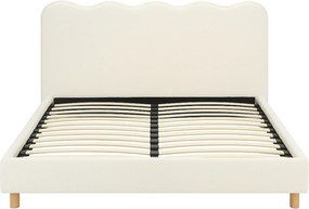 Łóżko Tapicerowane 160x200 cm IZMIR ze Stelażem Dwuosobowe Boucle Kremowe