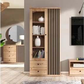 Komoda 2 drzwi i 2 szuflady Dąb Dekor L92 cm - LUBLIN