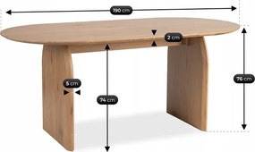 Stół Owalny TINO 190 cm Dąb Japandi