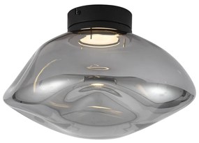 Designerska lampa sufitowa czarna z przydymionym szkłem - GemmaDesignerski Oswietlenie wewnetrzne