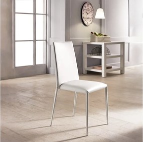 Zestaw 4 nowoczesnych, składanych krzeseł tapicerowanych "Lavender" w kolorze białym, ze skóry ekologicznej, do salonu, 42x40 cm, 96h