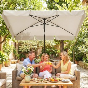 Outsunny Parasol 183 x 122 cm, wodoodporny balkonowy parasol z 3-stopniową regulacją i 8 ramionami, beżowy | Aosom PL