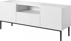 Szafka RTV z szufladą Nicole 150 cm - biały mat / czarne nóżki