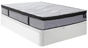 Zestaw 140 x 190 cm stelaż z białą skrzynią + materac ze sprężynami kieszeniowymi i zintegrowaną nakładką grub. 25 cm - ANYLA marki YSMÉE