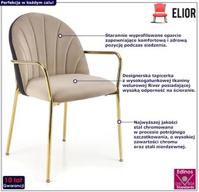 Szare pikowane krzesło w stylu glamour - Livek