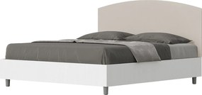 Łóżko bez stelaża 160x200 konstrukcja Frassino biała zagłówek sztucznej skóry Szaro-beżowy Antilia