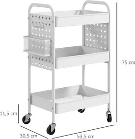 HOMCOM Wózek na Kółkach Kuchenny Biały | Aosom PL