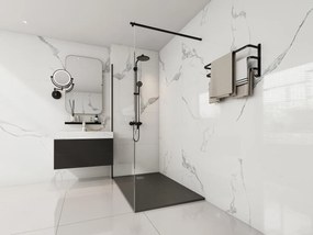 Brodzik posadzkowy lub wpuszczany w posadzkę z żywicy z syfonem - Czarny - 140 x 90 cm - MIRNOSA