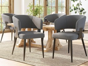 Zestaw 4 tapicerowanych krzeseł do jadalni - z flaneli - metalowa konstrukcja - styl nowoczesny - szary