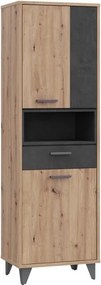 Regał młodzieżowy z 2 szafkami Raven 715, dąb artisan/beton