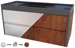 PRIMEYARD 200 x 85 x 77 cm Grządka podwyższona, stal corten, Optyka rdzy, z inspektem ogrodowym - (GFPV00789)