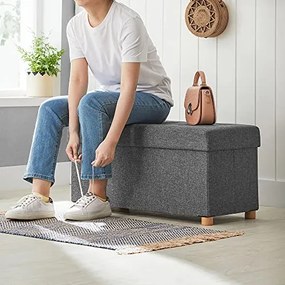SongmicsHome Taboretka z miejscem do przechowywania na nóżkach OTO, 76x38x40cm, antracyt