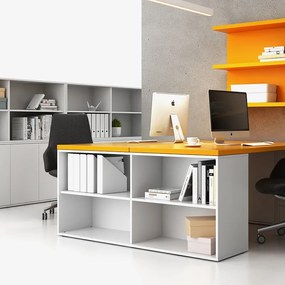 Regał biurowy BLOCK, 1600 × 400 × 710 mm, biały