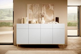 Komoda z szufladami Nicole 200 cm - biały mat / złote nóżki