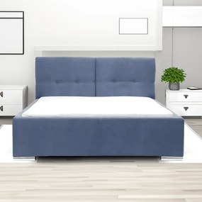 Łóżko tapicerowane z pojemnikiem FOLLER 140x200 cm Granatowy
