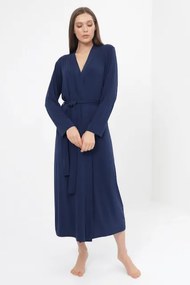 Damski bambusowy szlafrok CHANTAL Ciemnoniebieski M