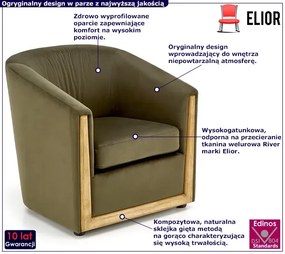 Zielony tapicerowany welurem fotel wypoczynkowy - Enso