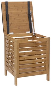 Stołek łazienkowy BAMBOO z koszem na pranie, 2w1