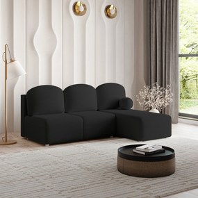 Masseno Narożnik TRAMA z funkcją spania i pojemnikiem na pościel Narozniki L, Rozkładana sofa - Czarny, QUELLE 100