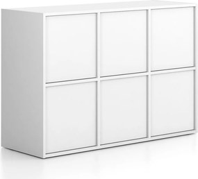Szafa biurowa FRAME, niska, 6x drzwi, 1299 x 450 x 881 mm, PUSH-lock, biały