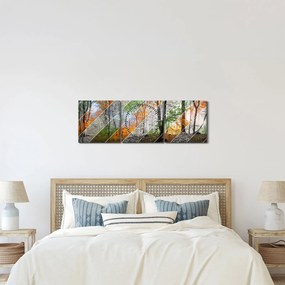 Obraz - Zmieniające się pory roku (z zegarem) (90x30 cm)