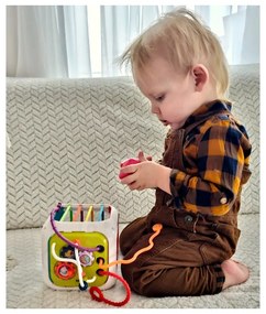 Woopie baby elastyczna kostka sensoryczna sorter dla dzieci zwierzątka + grzechotka 7 el.