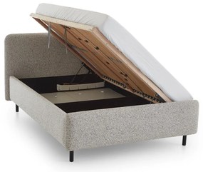 Beżowe tapicerowane łóżko dwuosobowe ze schowkiem ze stelażem 140x200 cm Primo – Meise Möbel