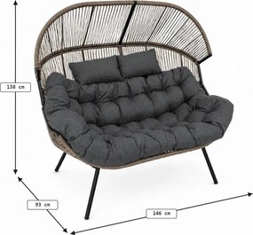Ogrodowa sofa AURELO dwuosobowa 146 cm, brązowa