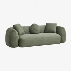 Sofa 3-osobowa Z Szenilu Coco Tkaniny Szenil Salvia Zieleń - Sklum
