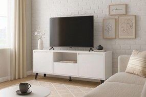 Biała skandynawska szafka RTV na nóżkach W7-Z64