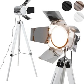 JAGO Lampa podłogowa ze statywem drewnianym, biały mat