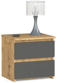 Minimalistyczna szafka nocna dąb artisan + grafit - Atika 3X