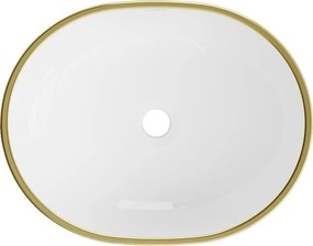 Mexen Viki umywalka nablatowa 48 x 35 cm, biała/złota rant - 21054805