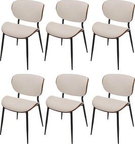 Krzesło do jadalni MCW-O45 (zestaw 6 sztuk),  wygląd orzecha włoskiego, białe