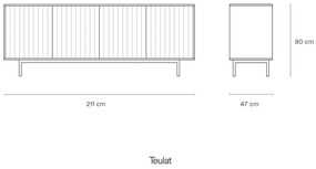Szara niska komoda 211x80 cm Sierra – Teulat