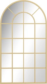 HOMCOM Lustro ścienna, design okienny, korytarzowe, metalowa rama, 110 x 62 cm, Złoto