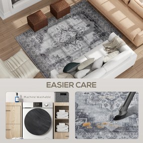 HOMCOM Dywan Pralny Antypoślizgowy Dywan do Salonu z Flanelowym Wykończeniem, 230 x 160 cm, Szary | Aosom PL