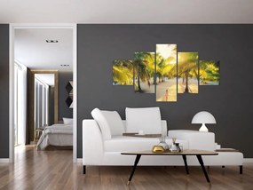 Obraz - Kobieta w palmach (125x70 cm)