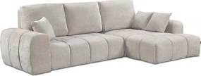 Narożna sofa rozkładana po prawej stronie w tkaninie szenilowej "Verneuil" - 3 miejsca - beżowa