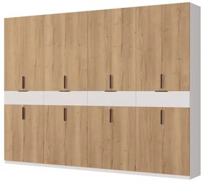 Duża szafa garderobiana 360 x 240 cm – Biała / Dąb Halifax