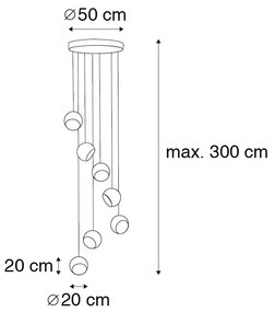 Lampa wisząca czarna ze złotym wnętrzem 7-punktowa - Crooked Cluster Nowoczesny Oswietlenie wewnetrzne