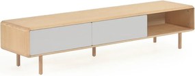 Szaro-naturalna szafka pod TV w dekorze jesionu 180x41x42 cm Anielle – Kave Home