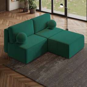 Masseno Narożnik VARNA z funkcją spania i pojemnikiem na pościel Narozniki L, Rozkładana sofa - Butelkowa zieleń, MONOLITH 37