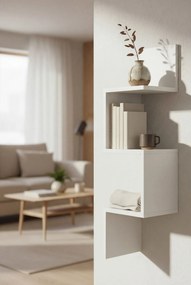 Biała Narożna Półka Ścienna L1-R07